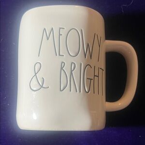 Rae Dunn Meowy & Bright Cream Mug with bright red interior